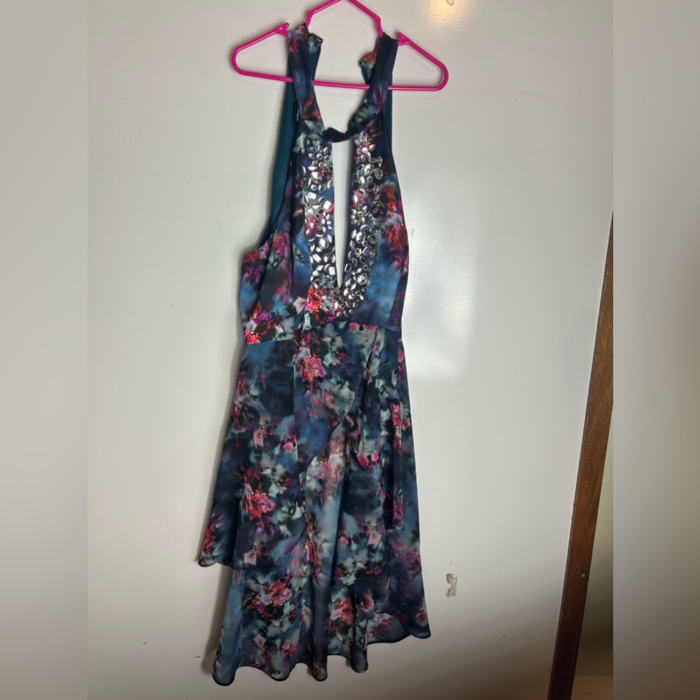 BEBE floral print dark blue tank top